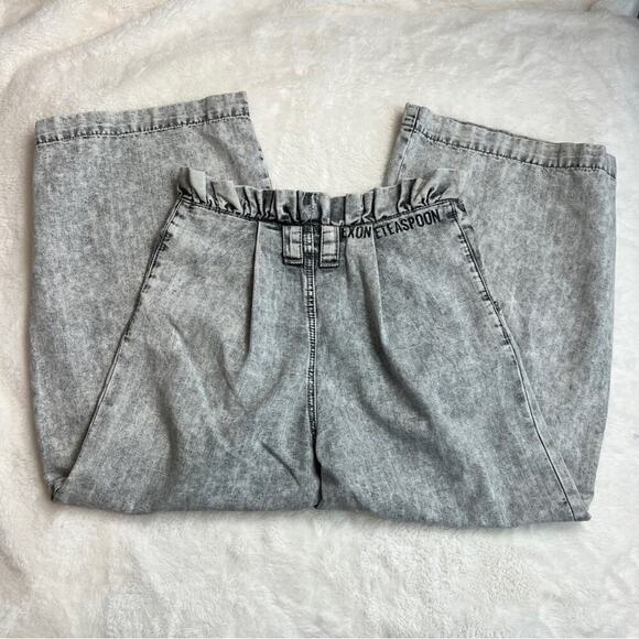 ONE X ONETEASPOON Black White Wash Wide Leg Crop Size 24 (316) - Picture 4 of 7